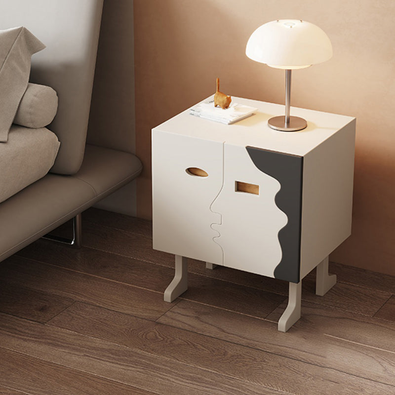 Cream Wood Kids Nightstand Contemporary Simple Nightstand with Storage