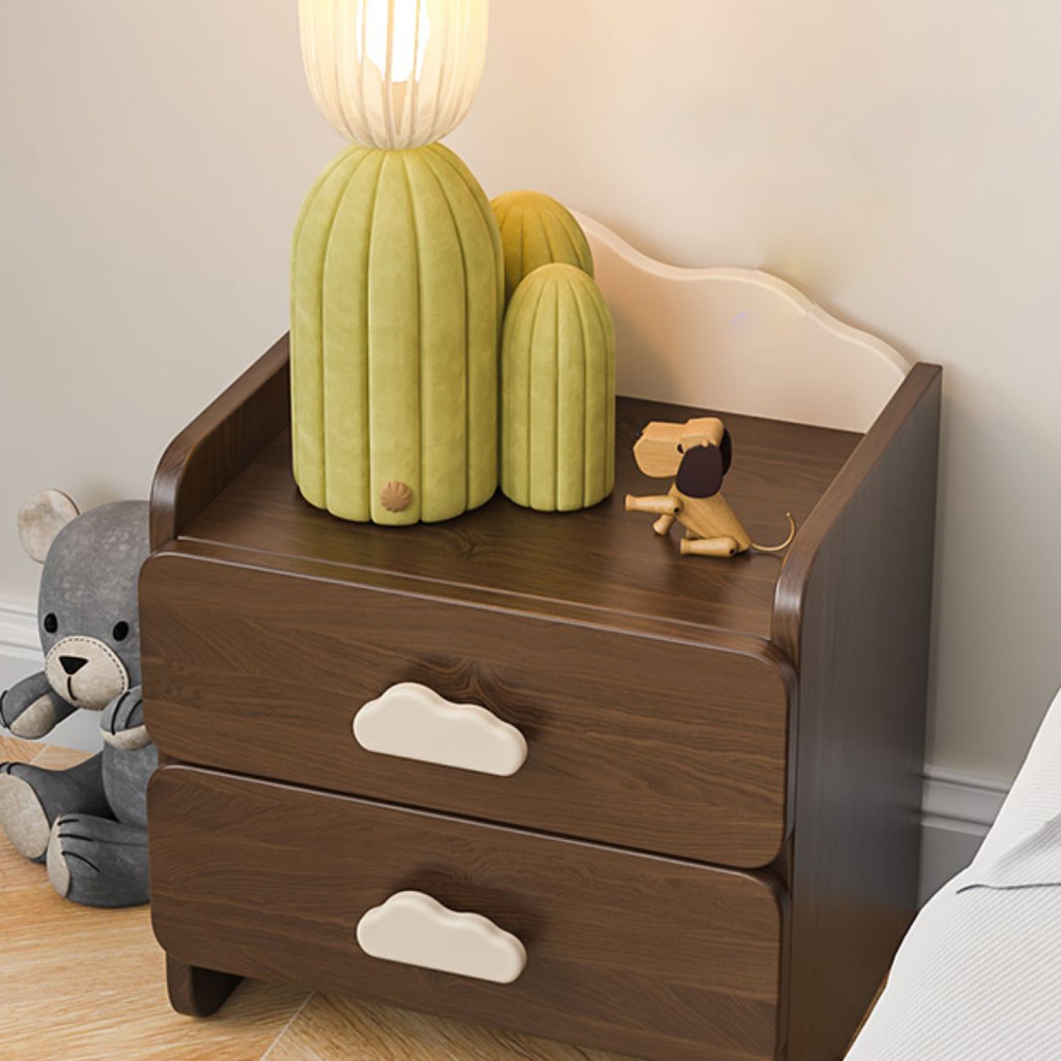 Narrow Kids Nightstand Solid Wood Kids Bedside Table with Drawer