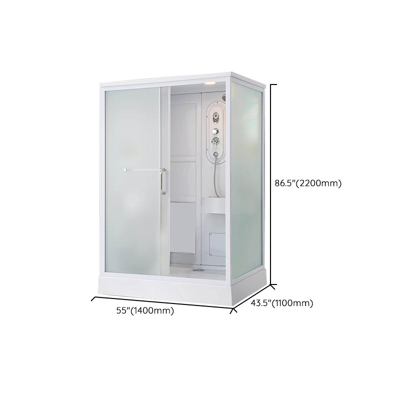 Framed Single Sliding Shower Kit Frosted Rectangle Shower Stall