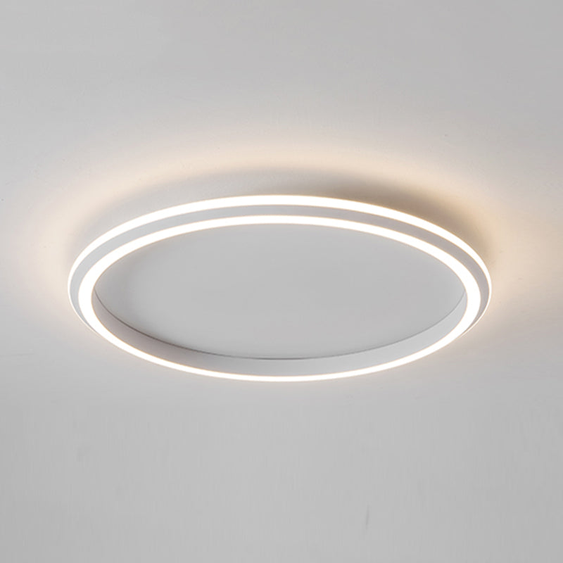 Modern LED Metal Flush Mount Circle Shape Ceiling Lamp with Silicone Shade for Living Room