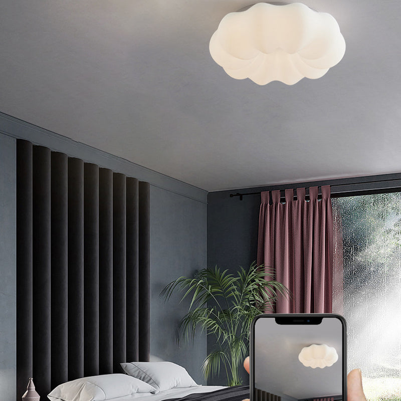 Modern Metal Flush Mount Cloud Shape Ceiling Light with Plastic Shade for Living Room