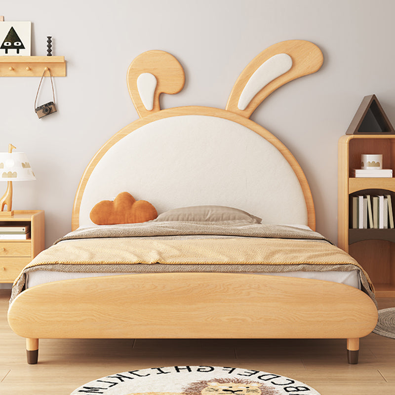 Scandinavian Solid Wood Standard Bed Upholstered Animals Bed Go-Kart in Natural