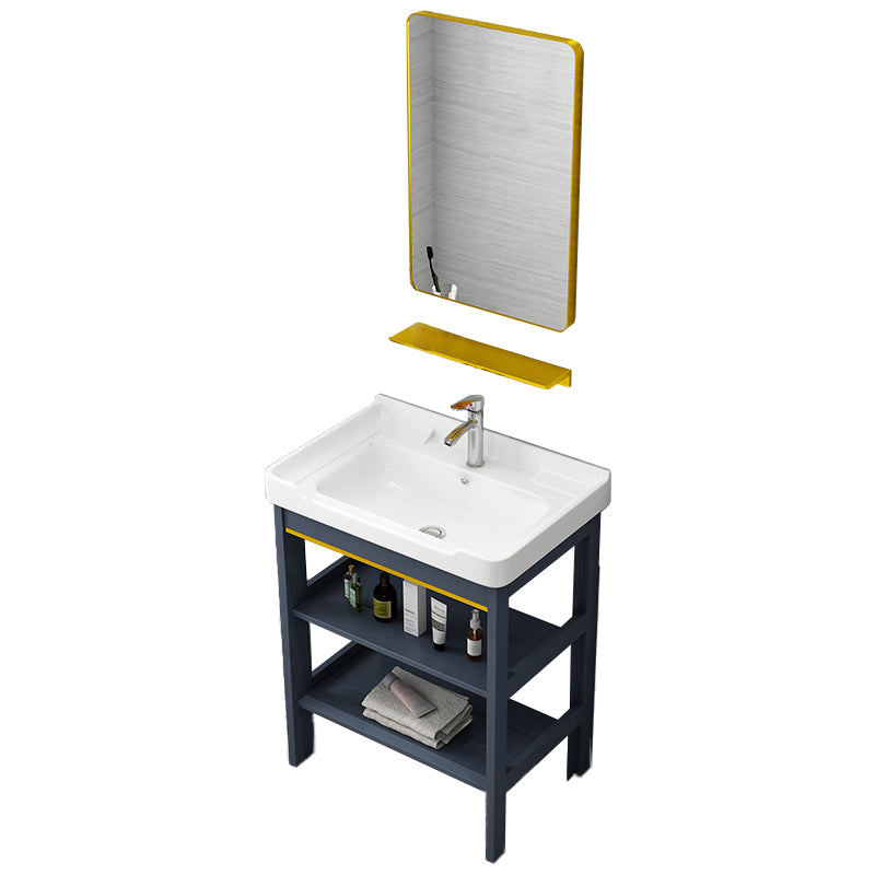 Metal Glam Bathroom Vanity Set Freestanding Single-Sink Bath Vanity