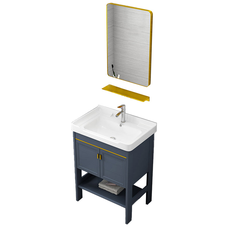 Metal Glam Bathroom Vanity Set Freestanding Single-Sink Bath Vanity