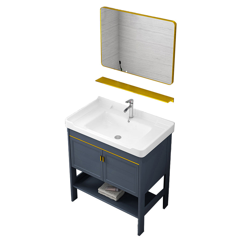 Metal Glam Bathroom Vanity Set Freestanding Single-Sink Bath Vanity