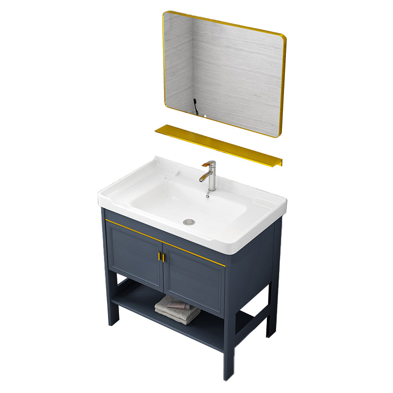 Metal Glam Bathroom Vanity Set Freestanding Single-Sink Bath Vanity