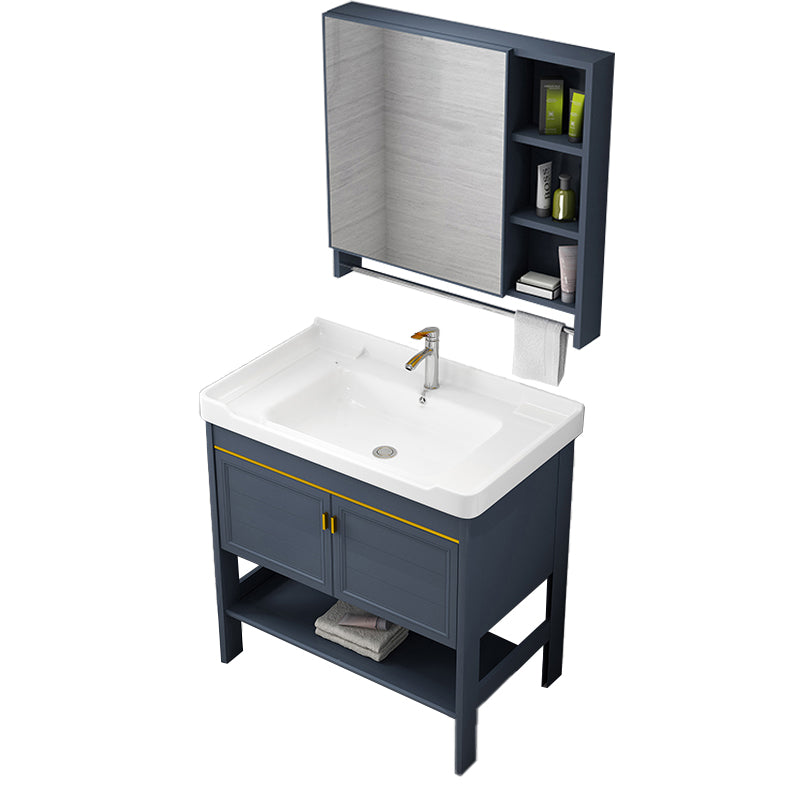 Metal Glam Bathroom Vanity Set Freestanding Single-Sink Bath Vanity