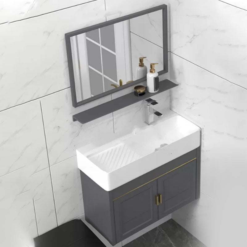 Modern Single Bath Vanity Wall Mount Ceramic Top Bathroom Vanity