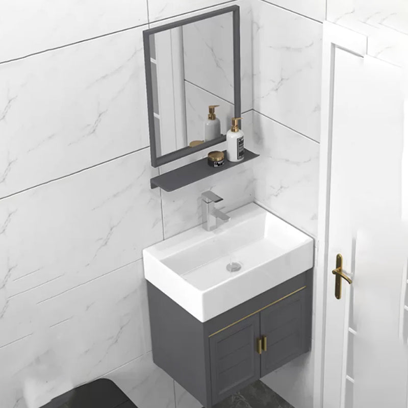 Modern Single Bath Vanity Wall Mount Ceramic Top Bathroom Vanity