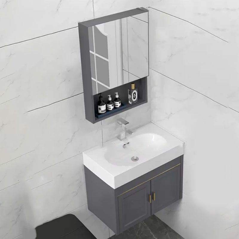 Modern Single Bath Vanity Wall Mount Ceramic Top Bathroom Vanity