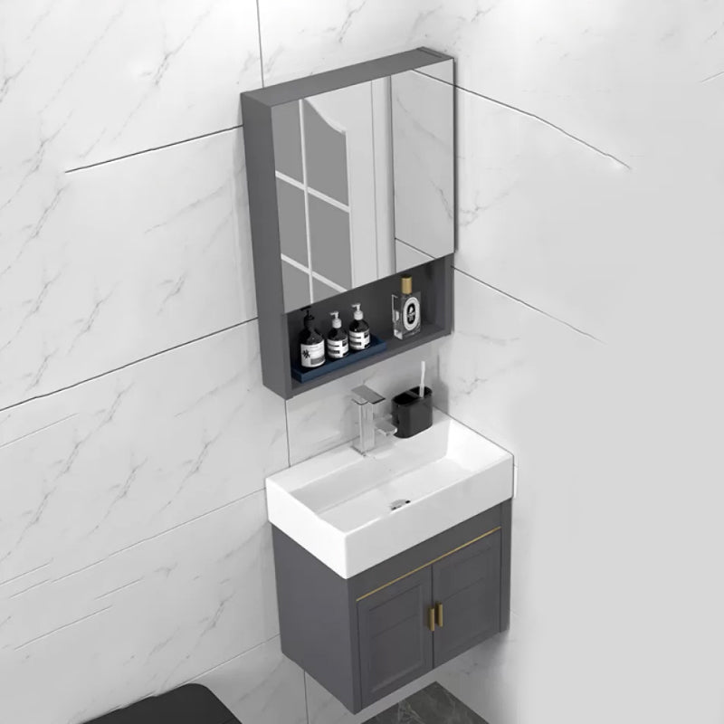 Modern Single Bath Vanity Wall Mount Ceramic Top Bathroom Vanity