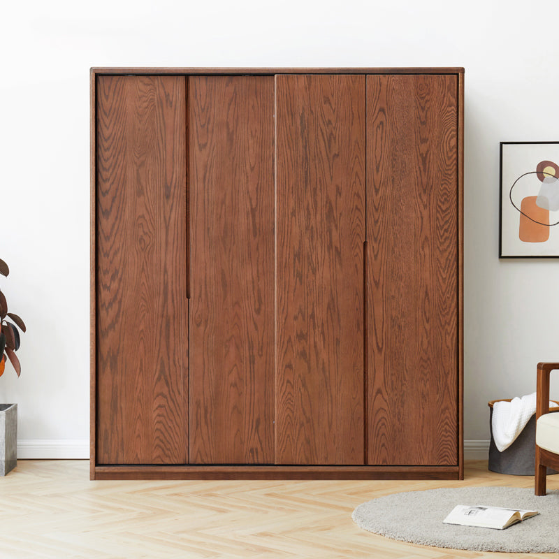 Solid Wood Wardrobe Modern Walnut Armoire Cabinet for Bedroom