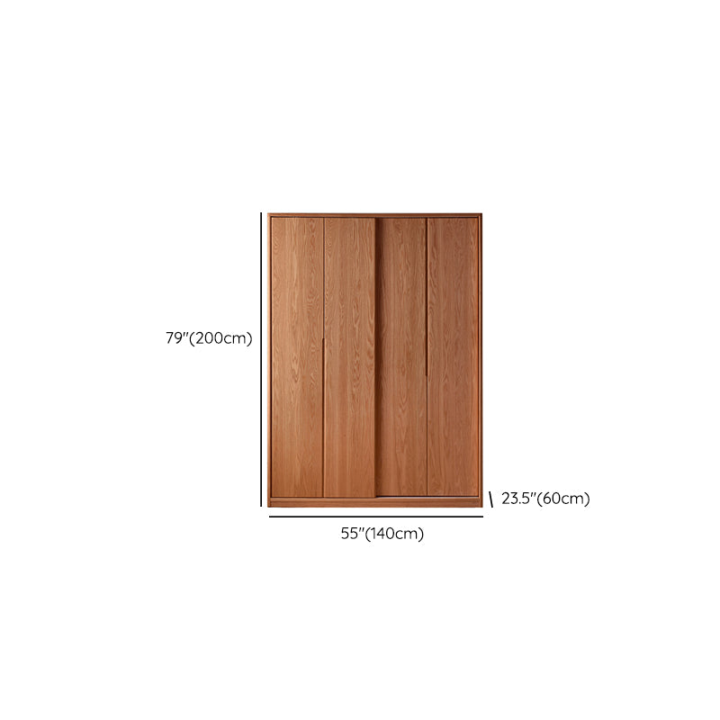 Solid Wood Wardrobe Modern Walnut Armoire Cabinet for Bedroom