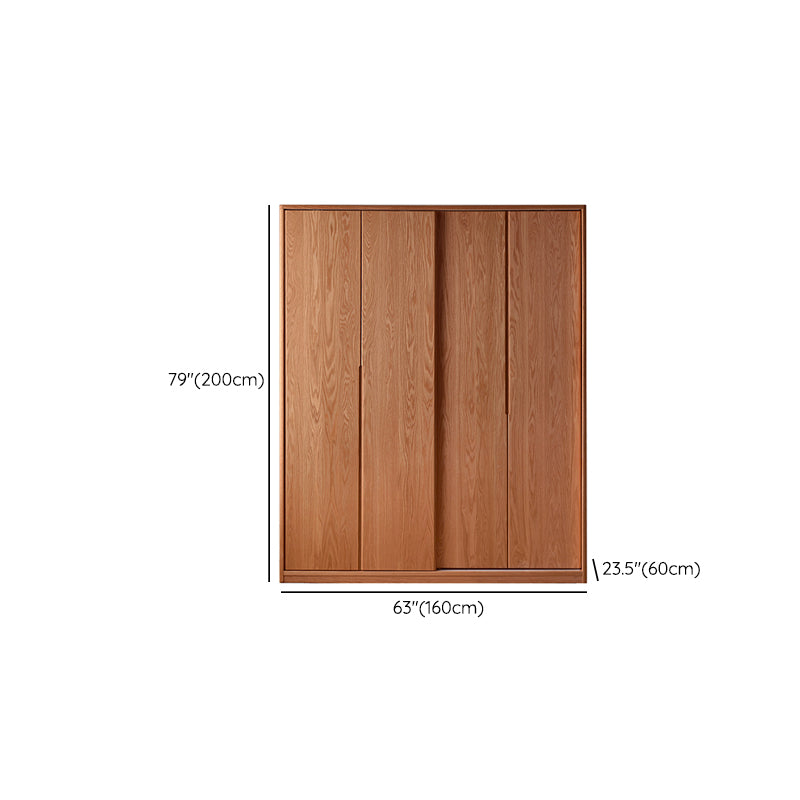 Solid Wood Wardrobe Modern Walnut Armoire Cabinet for Bedroom