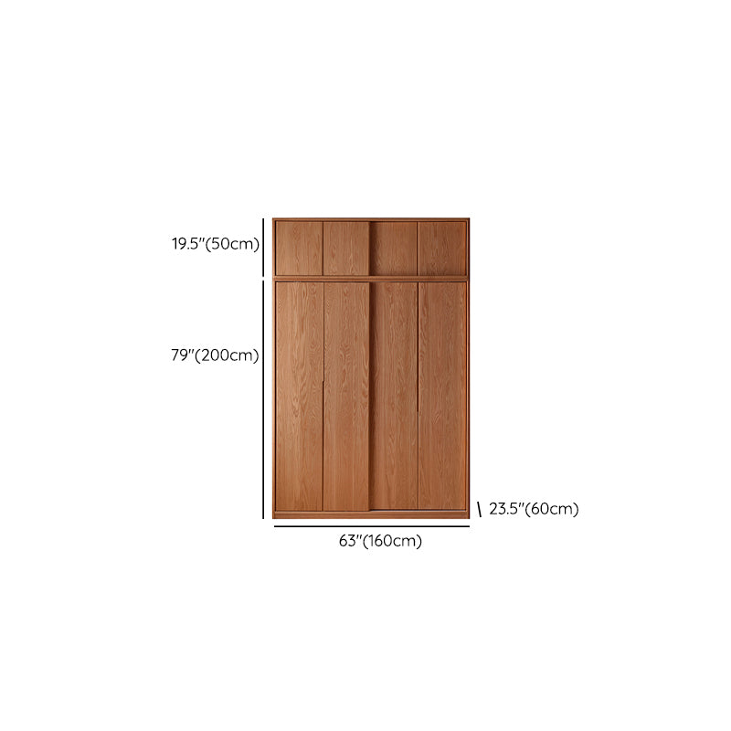 Solid Wood Wardrobe Modern Walnut Armoire Cabinet for Bedroom