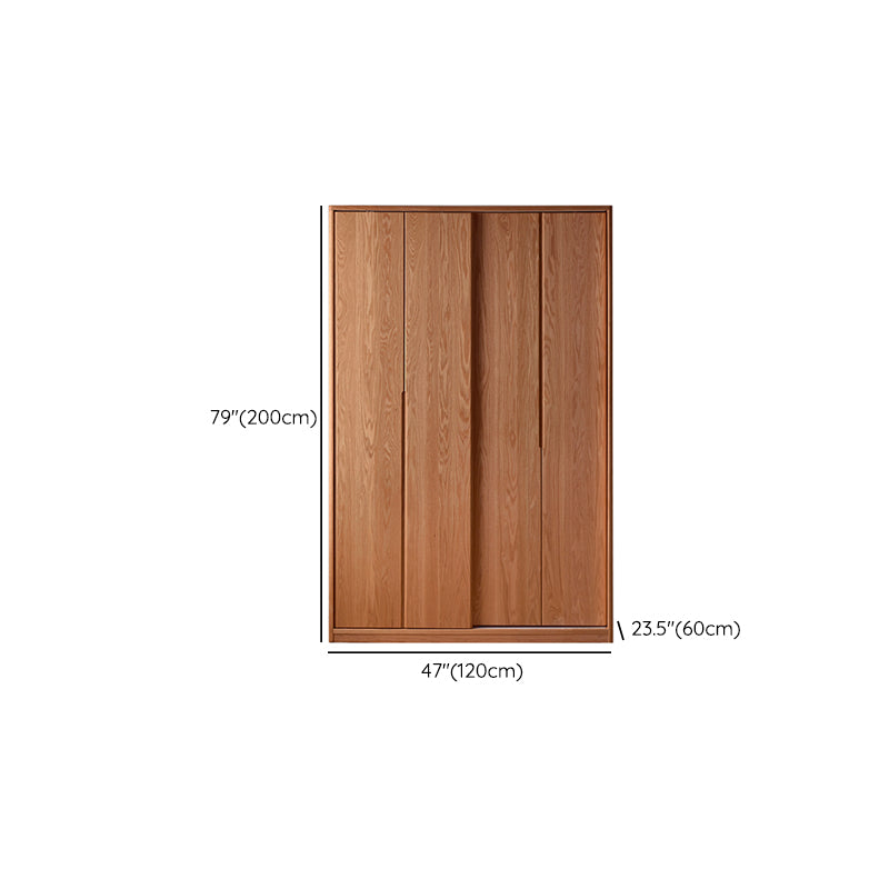 Solid Wood Wardrobe Modern Walnut Armoire Cabinet for Bedroom