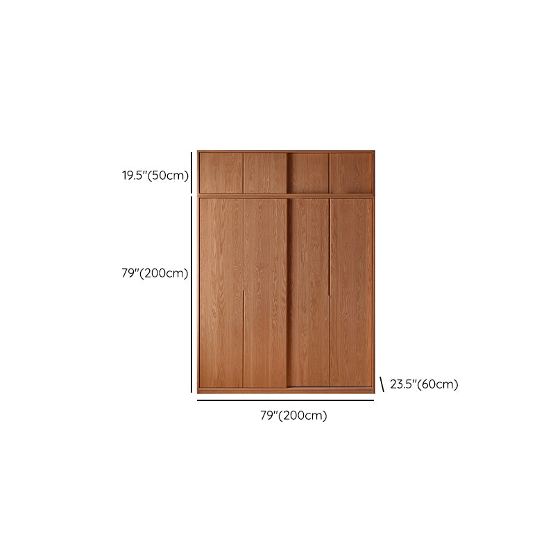 Solid Wood Wardrobe Modern Walnut Armoire Cabinet for Bedroom