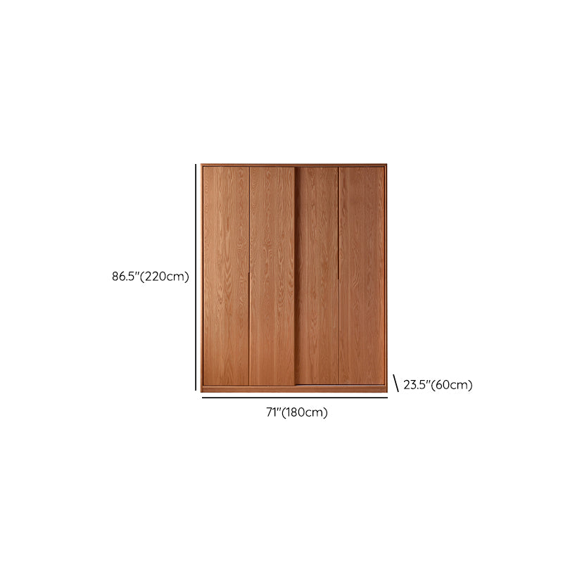 Solid Wood Wardrobe Modern Walnut Armoire Cabinet for Bedroom