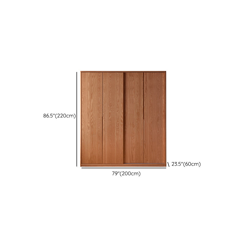 Solid Wood Wardrobe Modern Walnut Armoire Cabinet for Bedroom