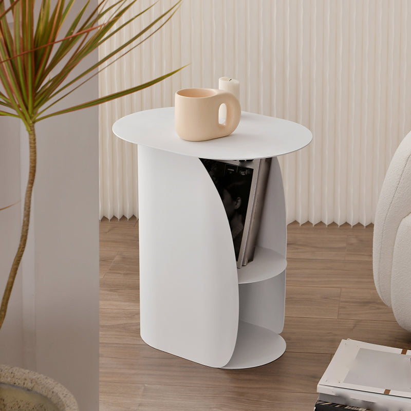 Contemporary Bedside Cabinet Open Storage Metal Accent Table Nightstand for Bedroom