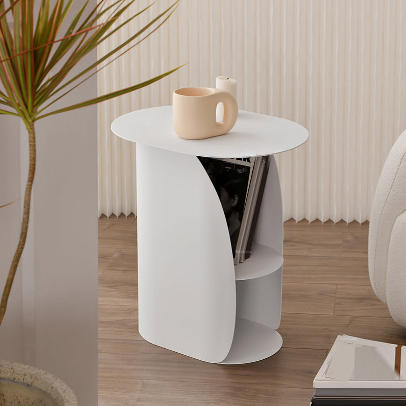 Contemporary Bedside Cabinet Open Storage Metal Accent Table Nightstand for Bedroom