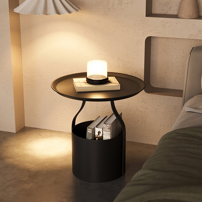 Modern Bed Nightstand Metal Open Storage Night Table for Bedroom