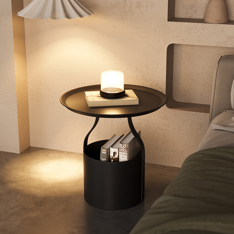 Modern Bed Nightstand Metal Open Storage Night Table for Bedroom