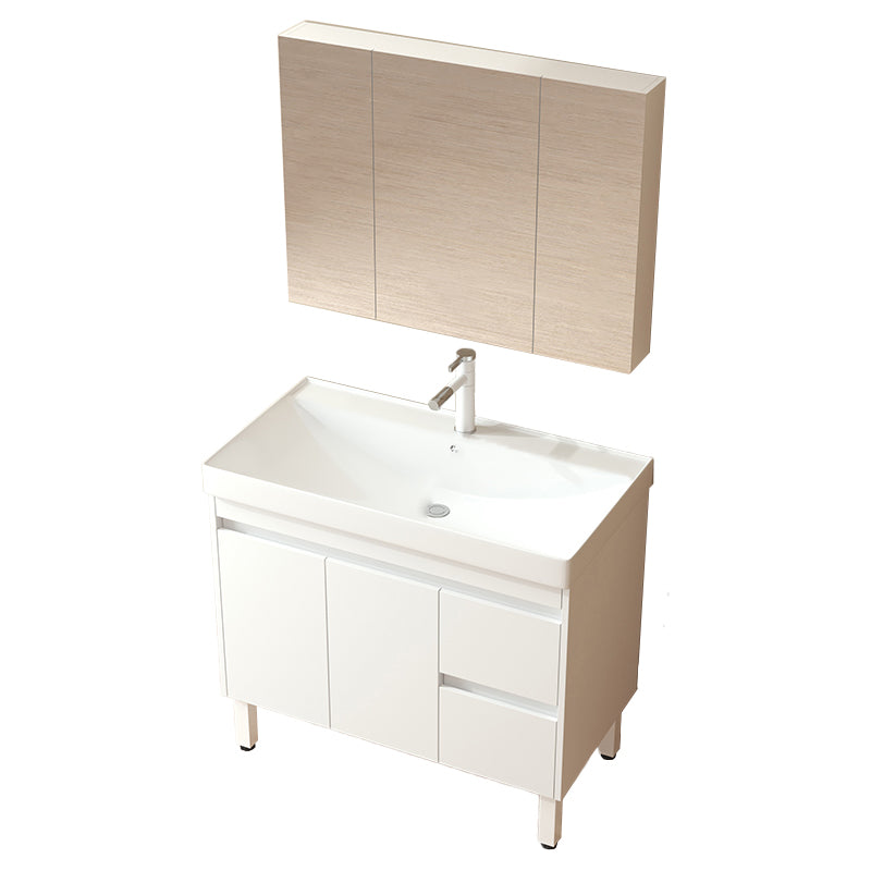 Wooden Sink Vanity Modern White Single-Sink Rectangular Vanity Set