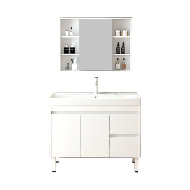 Wooden Sink Vanity Modern White Single-Sink Rectangular Vanity Set