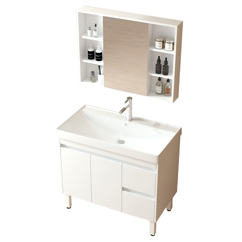 Wooden Sink Vanity Modern White Single-Sink Rectangular Vanity Set