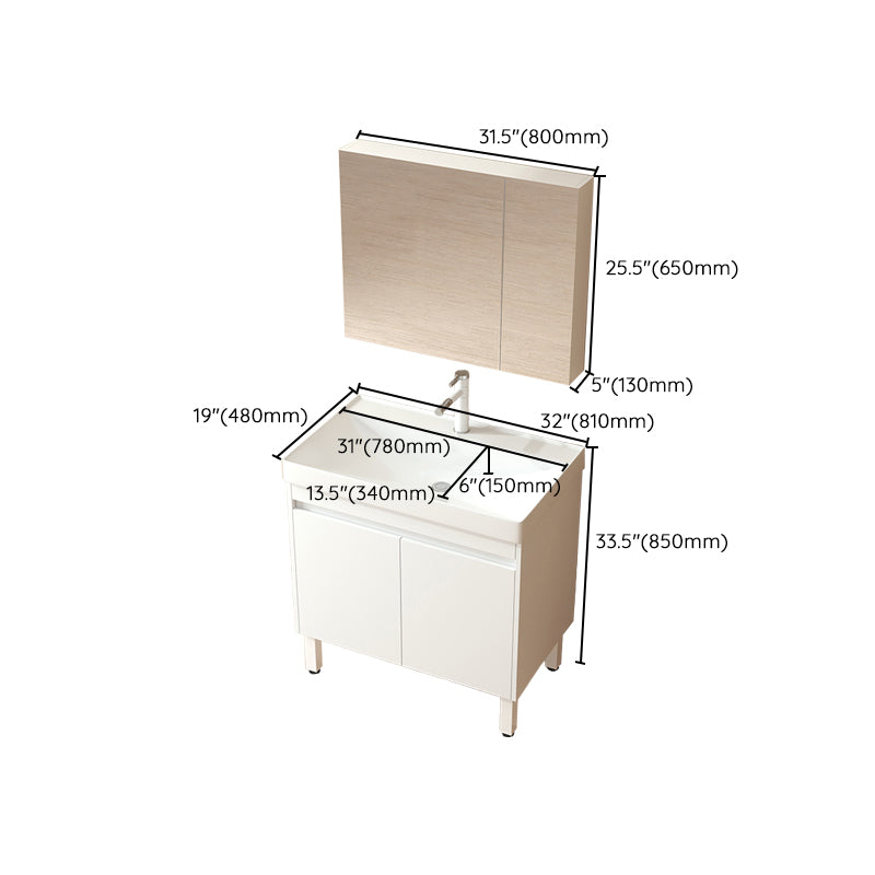 Wooden Sink Vanity Modern White Single-Sink Rectangular Vanity Set