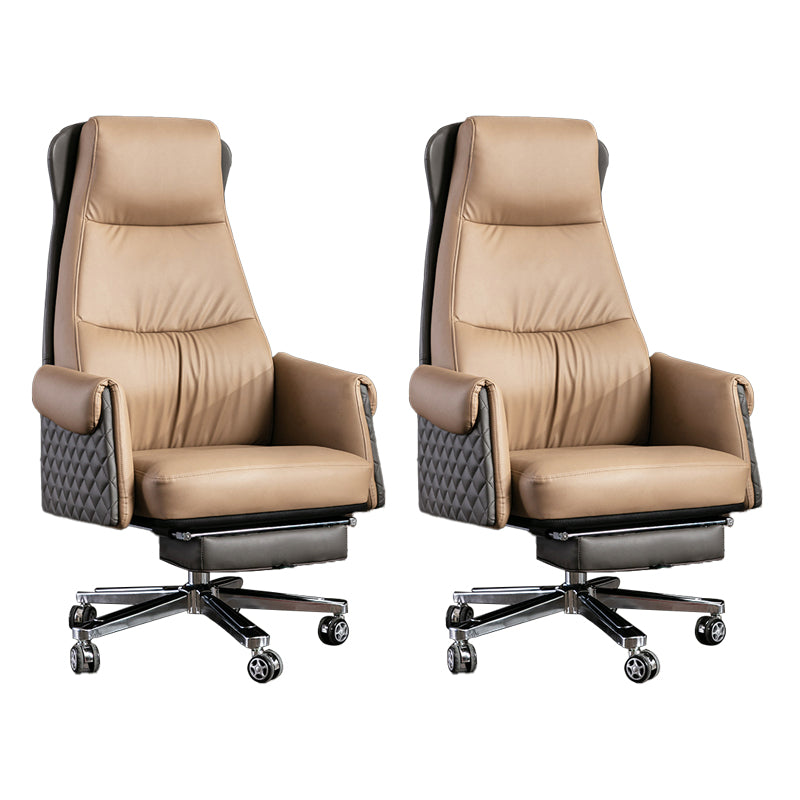 Modern Office Chair Armless Leather No Distressing Ergonomic Desk Chair with Wheels