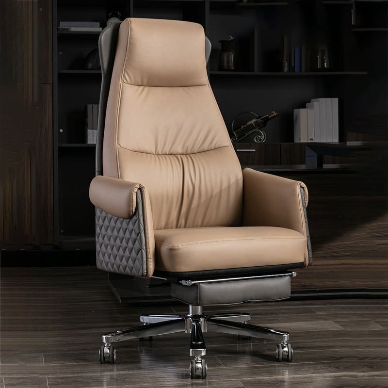 Modern Office Chair Armless Leather No Distressing Ergonomic Desk Chair with Wheels