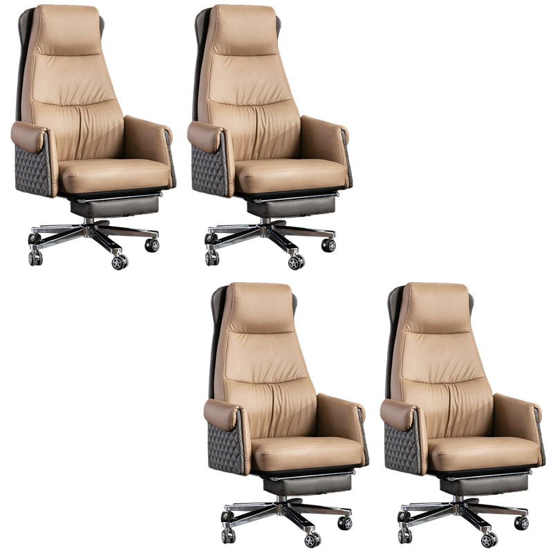 Modern Office Chair Armless Leather No Distressing Ergonomic Desk Chair with Wheels