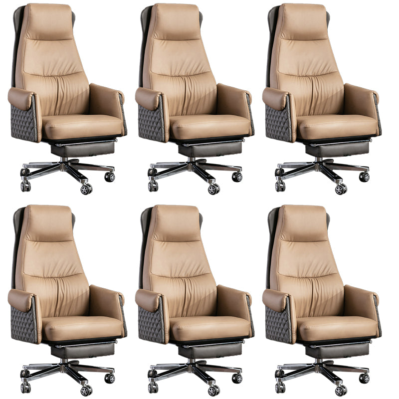 Modern Office Chair Armless Leather No Distressing Ergonomic Desk Chair with Wheels