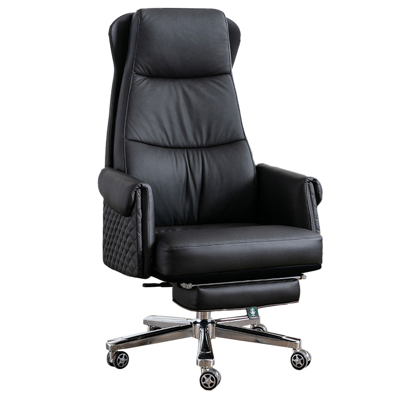 Modern Office Chair Armless Leather No Distressing Ergonomic Desk Chair with Wheels