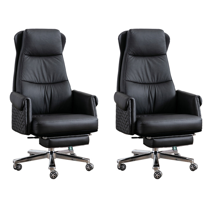 Modern Office Chair Armless Leather No Distressing Ergonomic Desk Chair with Wheels