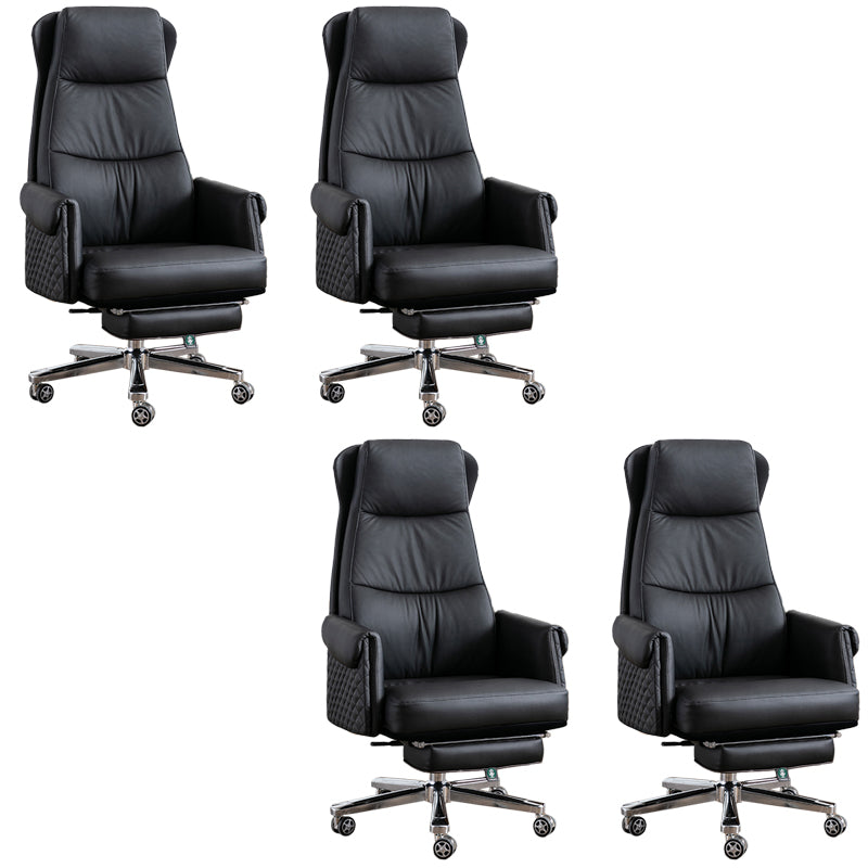 Modern Office Chair Armless Leather No Distressing Ergonomic Desk Chair with Wheels