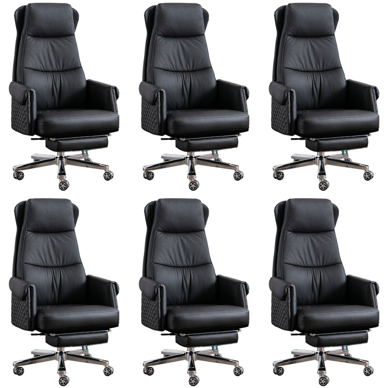 Modern Office Chair Armless Leather No Distressing Ergonomic Desk Chair with Wheels