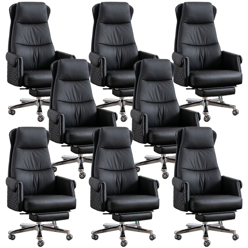 Modern Office Chair Armless Leather No Distressing Ergonomic Desk Chair with Wheels