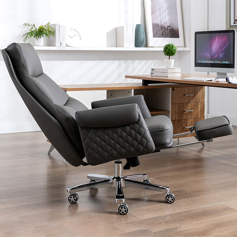 Modern Office Chair Armless Leather No Distressing Ergonomic Desk Chair with Wheels