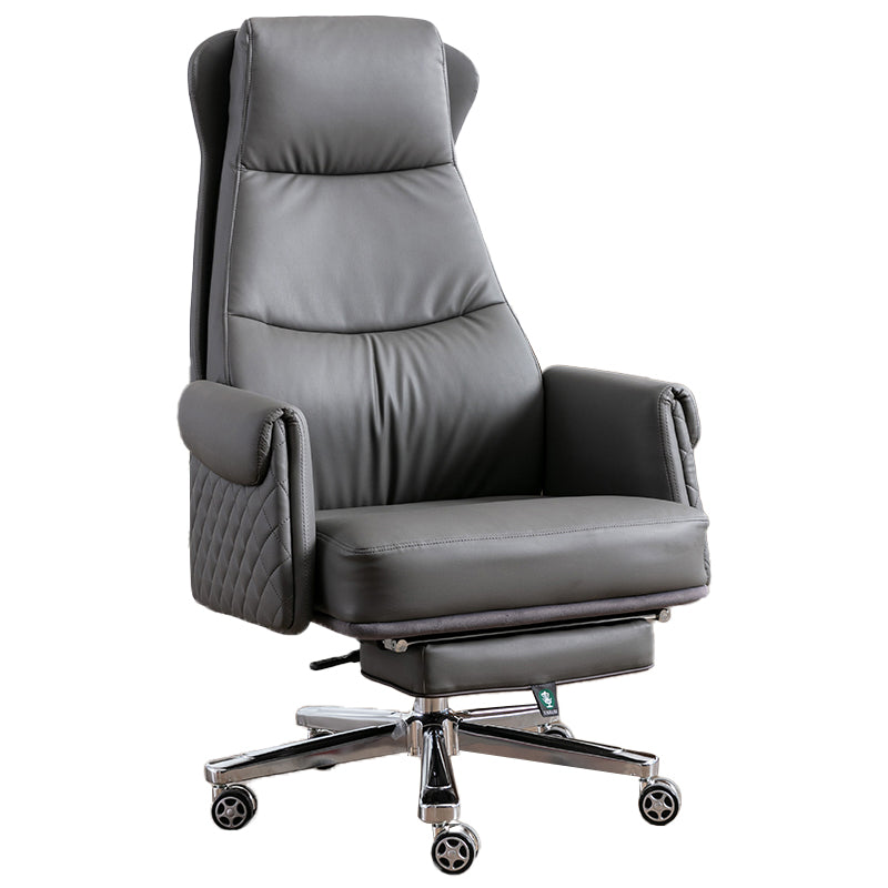 Modern Office Chair Armless Leather No Distressing Ergonomic Desk Chair with Wheels