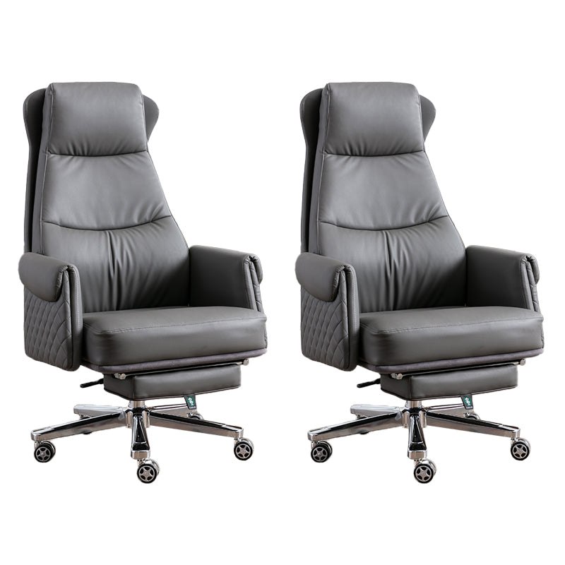 Modern Office Chair Armless Leather No Distressing Ergonomic Desk Chair with Wheels