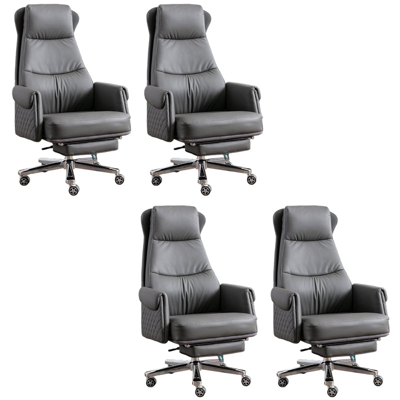 Modern Office Chair Armless Leather No Distressing Ergonomic Desk Chair with Wheels