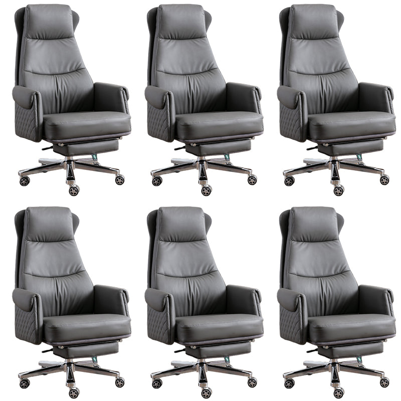 Modern Office Chair Armless Leather No Distressing Ergonomic Desk Chair with Wheels