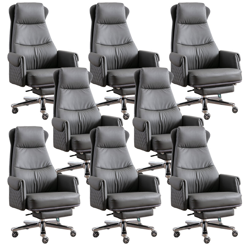 Modern Office Chair Armless Leather No Distressing Ergonomic Desk Chair with Wheels