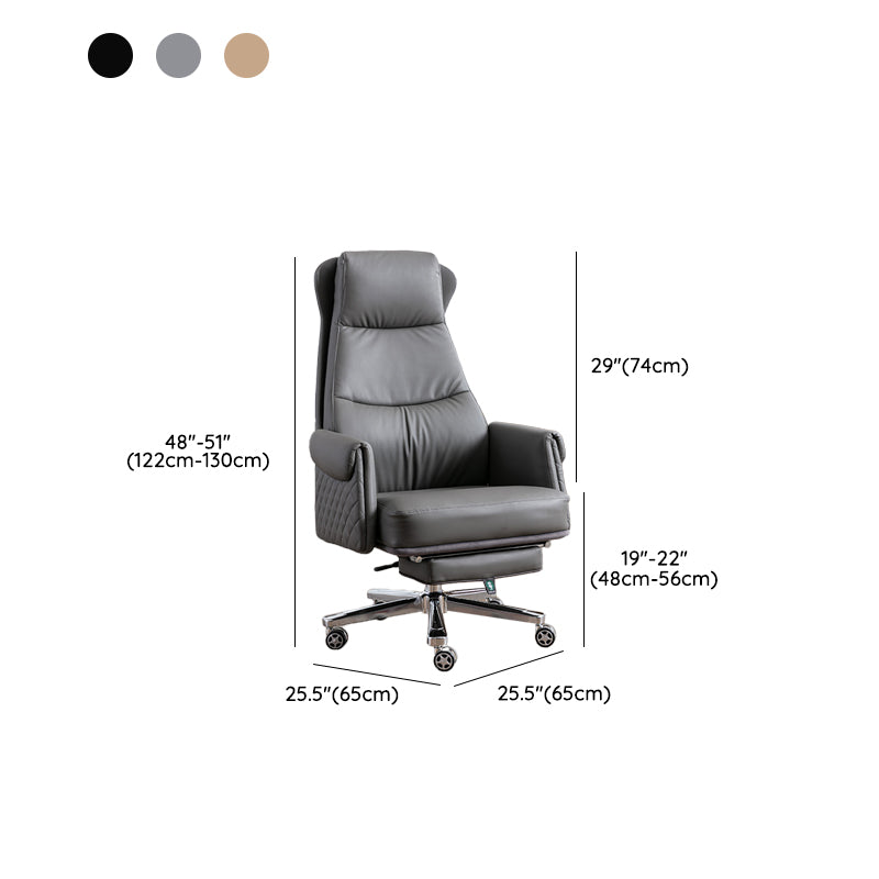 Modern Office Chair Armless Leather No Distressing Ergonomic Desk Chair with Wheels