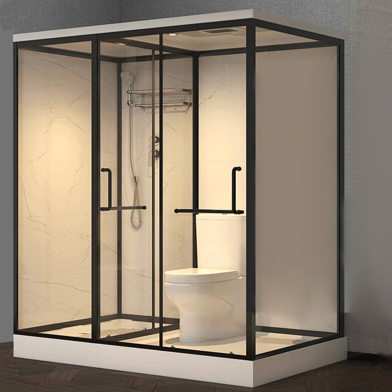 Base Included Framed Shower Stall with White Base and Fixed Panel