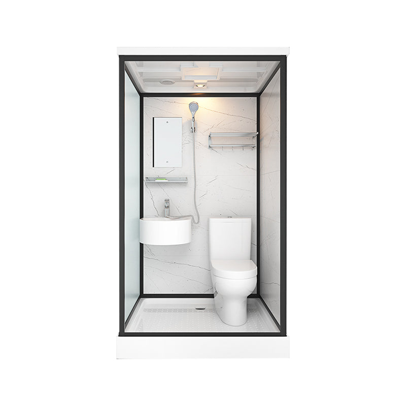 Base Included Framed Shower Stall with White Base and Fixed Panel