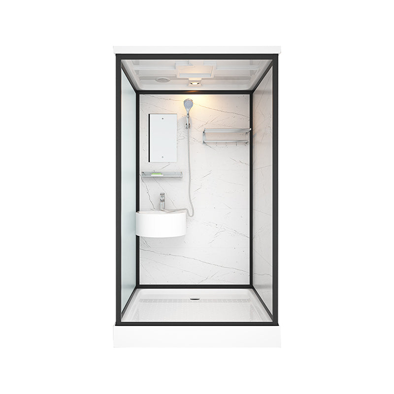 Base Included Framed Shower Stall with White Base and Fixed Panel